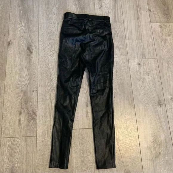 Zara vegan leather skinny pants leggings small size women in jet black - Picture 6 of 6